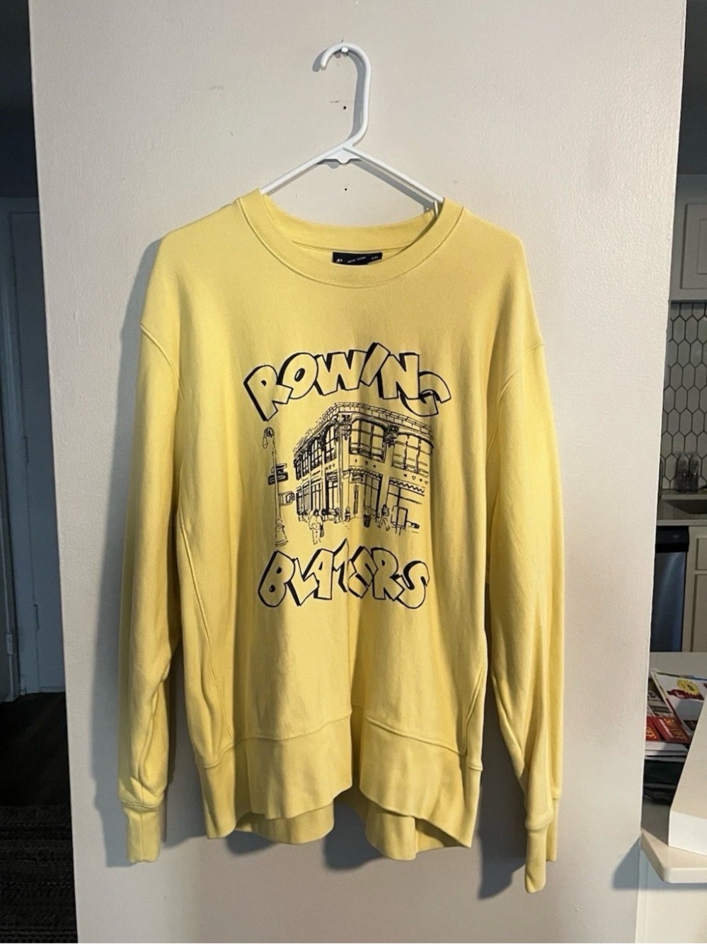 Rowing Blazers Pale Yellow Original Storefront Graphic Crewneck Sweatshirt